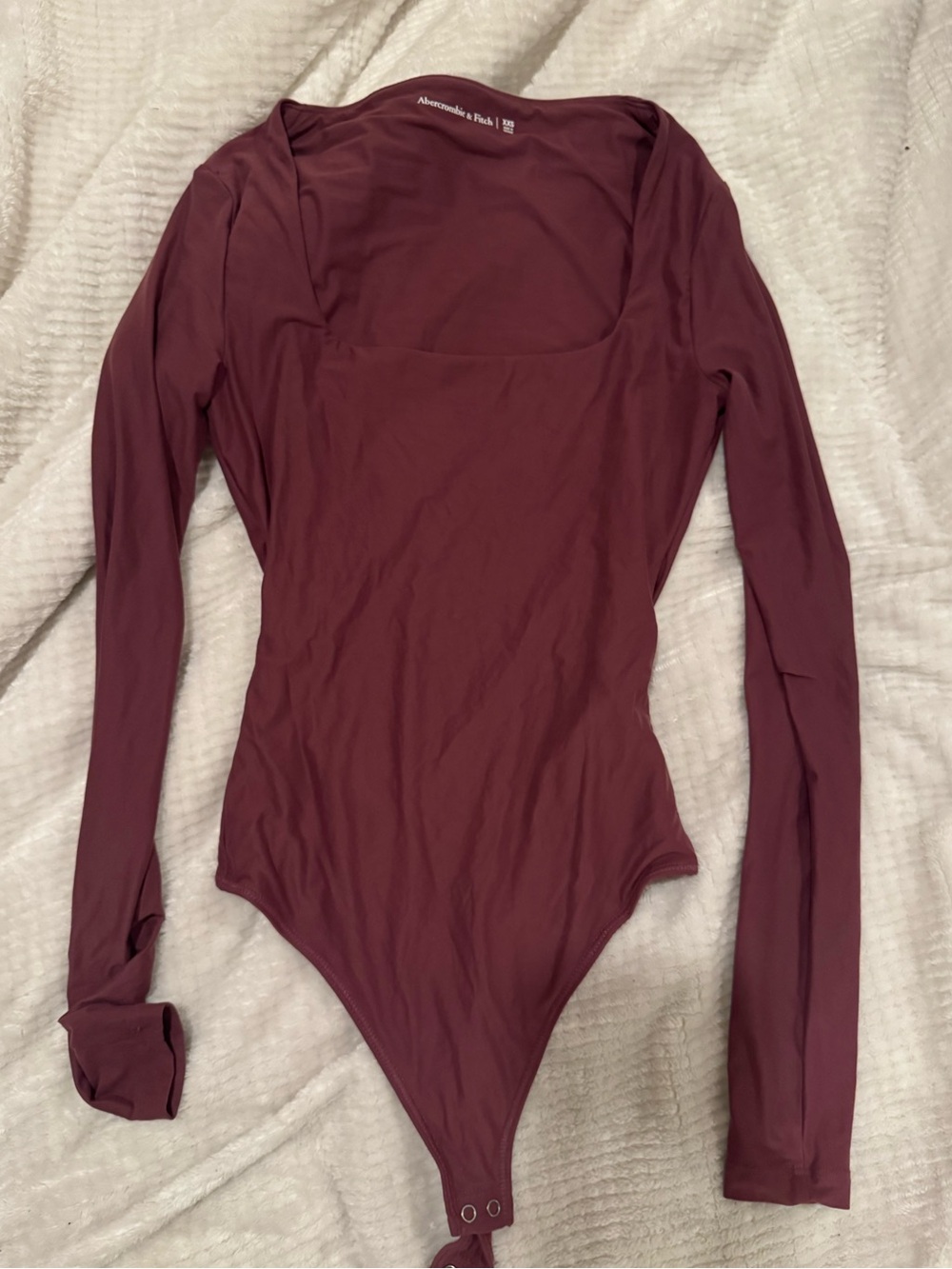 Abercrombie & Fitch Wine Square Neck Long Sleeve Bodysuit